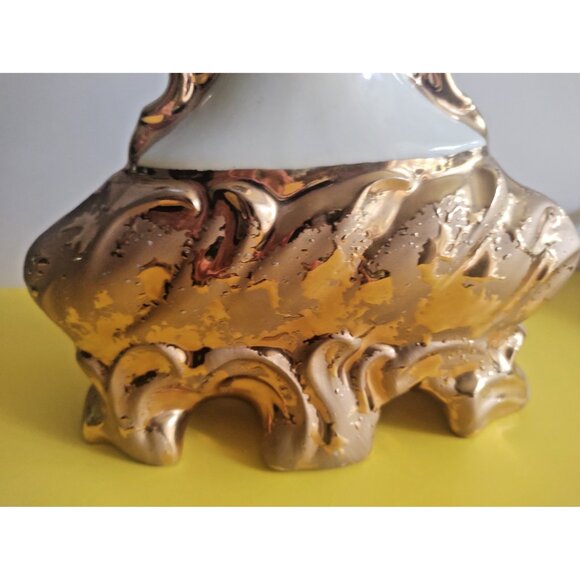 Jim Beam Whiskey Decanter Gold and Pink Flower Design by Regal Ceramics 1972 - Picture 11 of 11